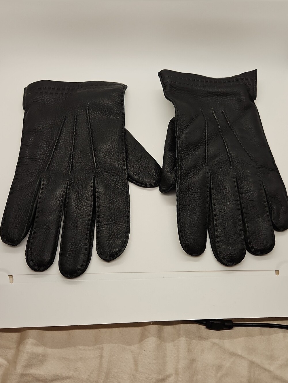 Coach Black Leather Lined Gloves Size XL Made In Hungary